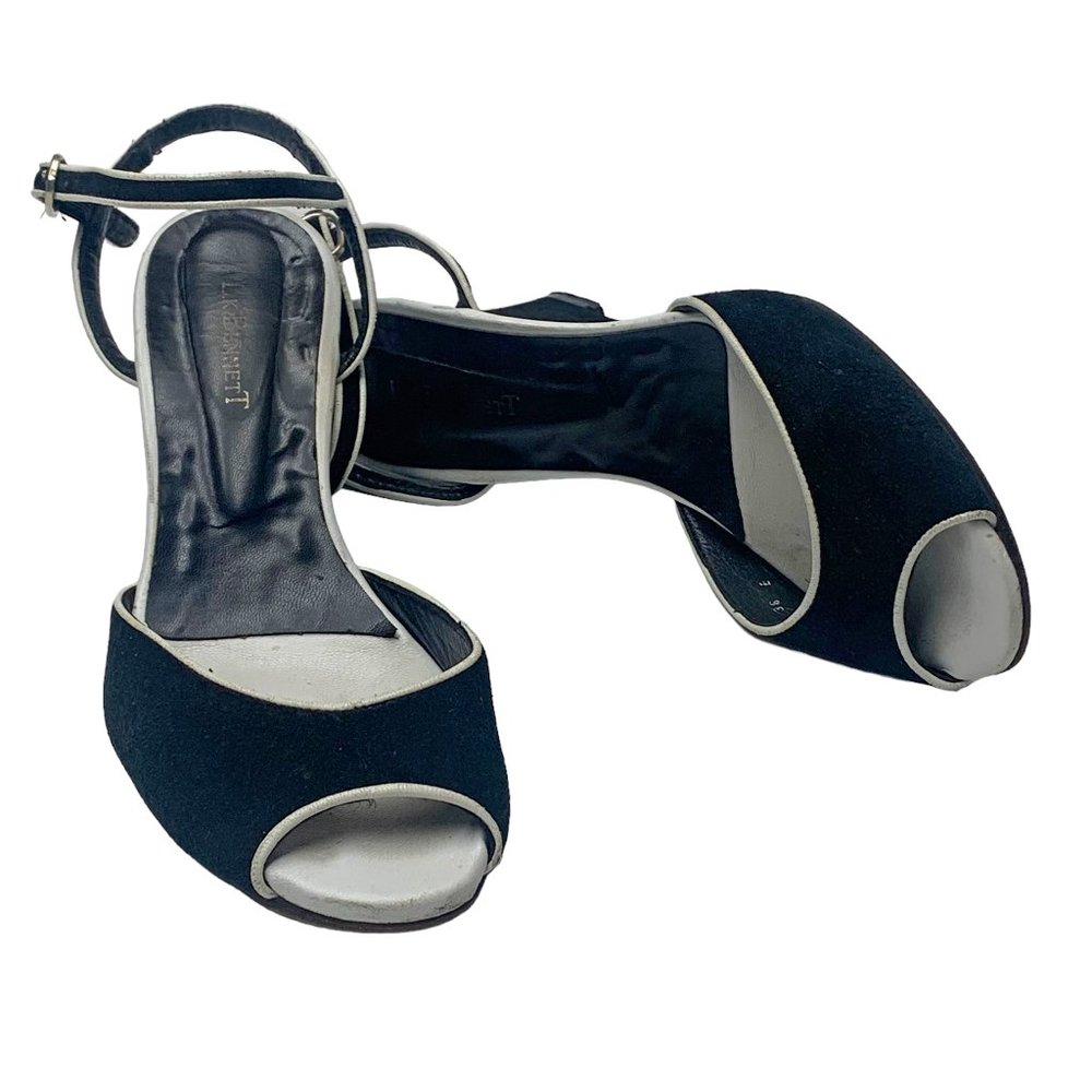 LK Bennett Black Suede Open Toe Sandal Wedge